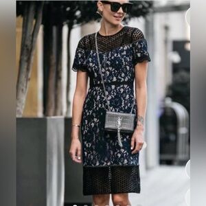 Club Monaco Akner Navy, Cream & Black Sheath Dress